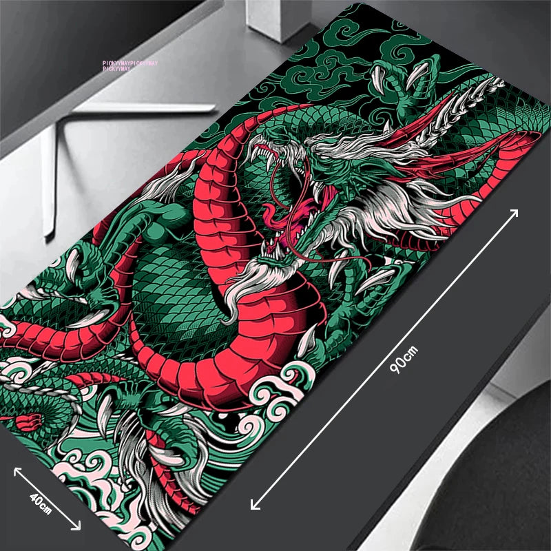 Black White Dragon Long Computer Mousepad