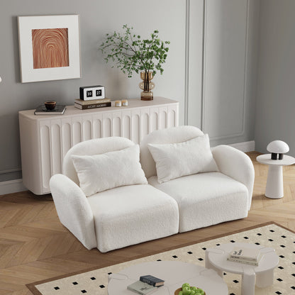 Living Room Furniture Lazy Sofa Loveseat Teddy Fabric White