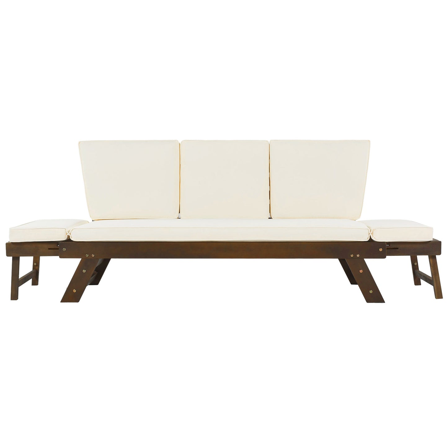 Outdoor Adjustable Patio Wooden Daybed Sofa Chaise Lounge