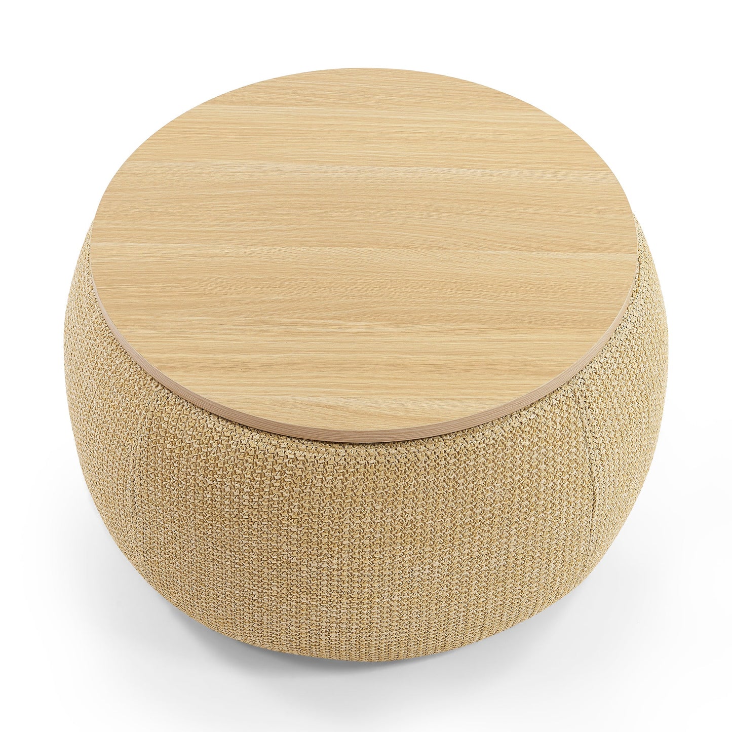 Round Storage Ottoman, 2 in 1 Function,