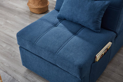 Living Room Bed Room Furniture With Blue Linen Fabric Recliner Chair Bed