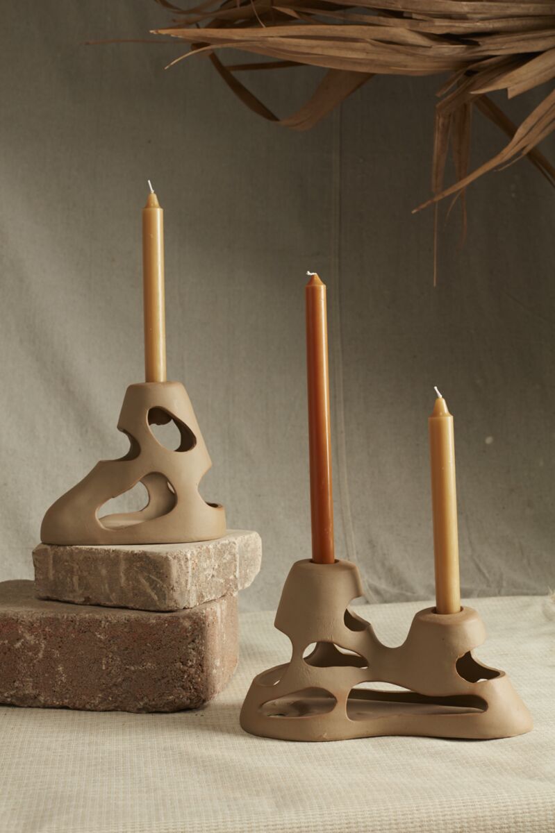 Bisque Clay Candleholder