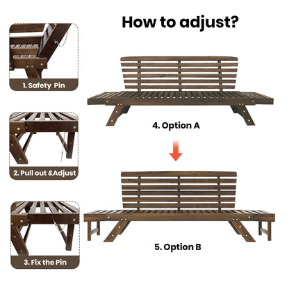 Outdoor Adjustable Patio Wooden Daybed Sofa Chaise Lounge