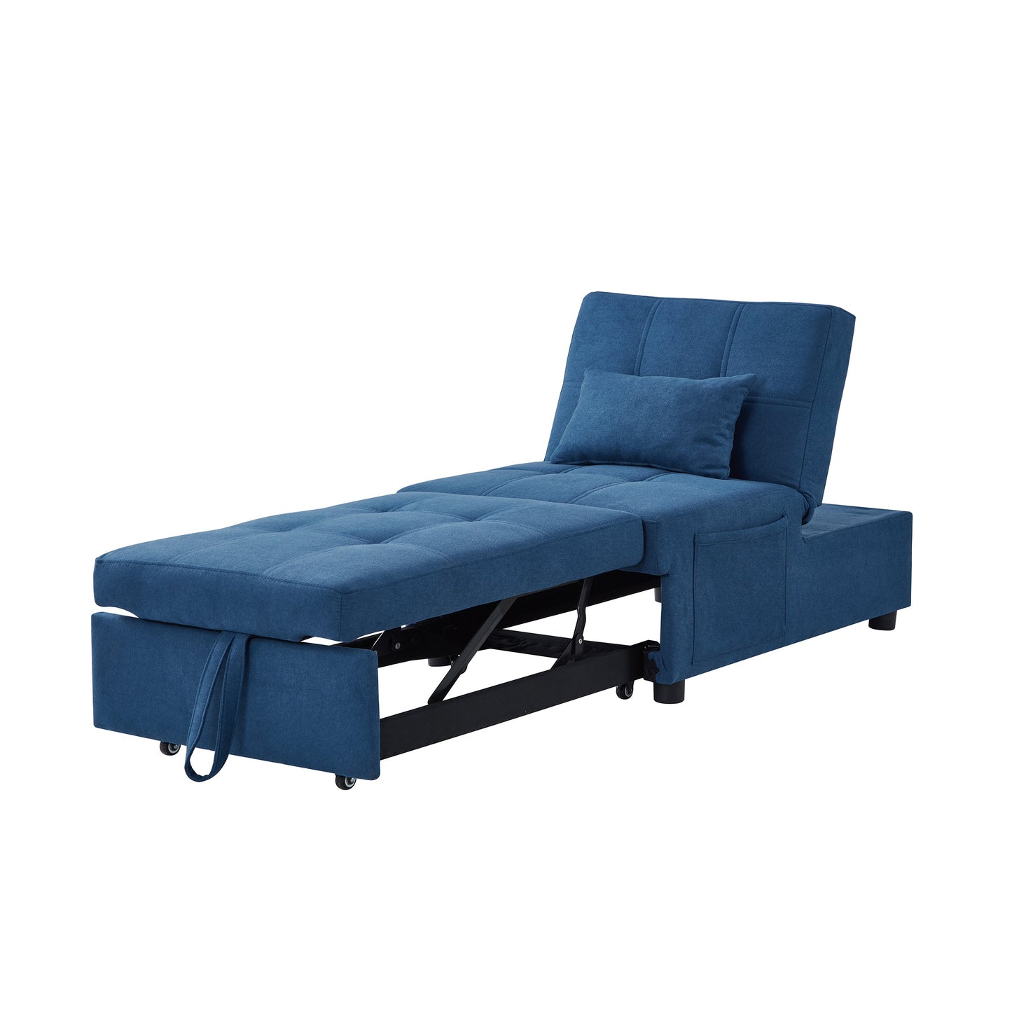 Living Room Bed Room Furniture With Blue Linen Fabric Recliner Chair Bed